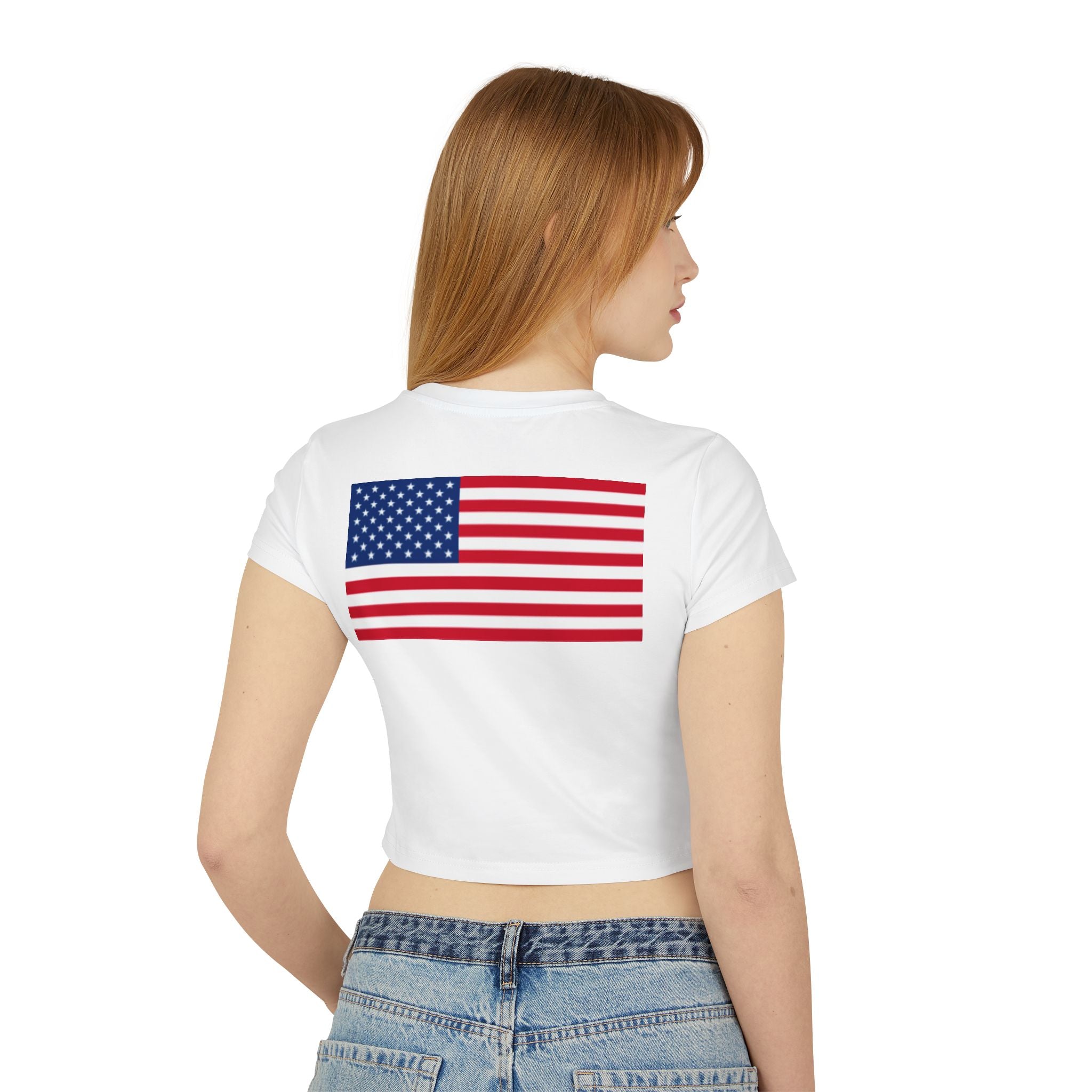Women's Baby Tee - 'Patriotic Hunting Club' Graphic Crop Tee
