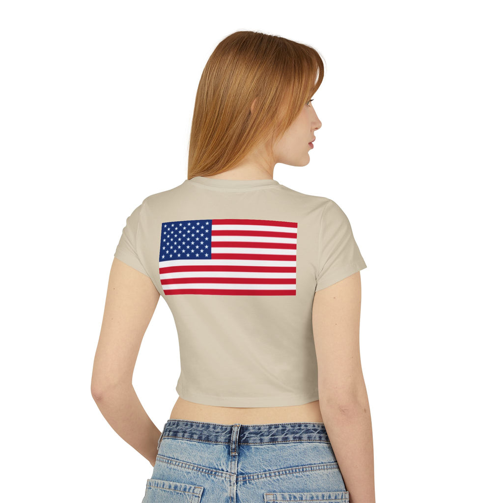 Women's Baby Tee - 'Patriotic Hunting Club' Graphic Crop Tee