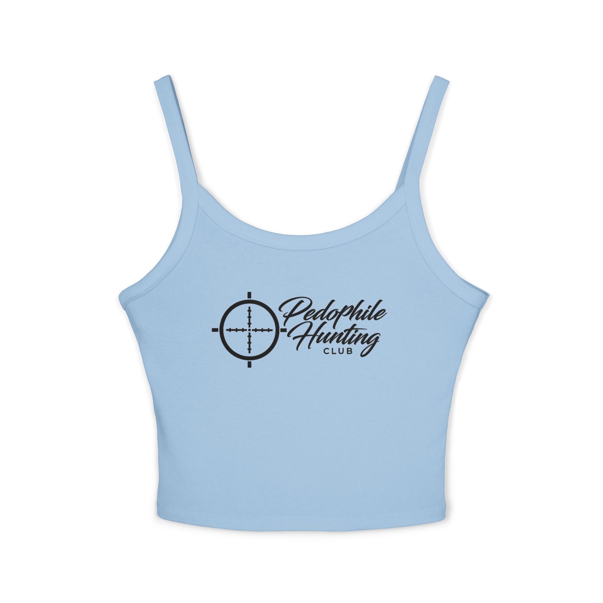 Hunting Club Crop Tank Top – 'Comfortable Hunting Club' Graphic Spaghetti Strap Tank