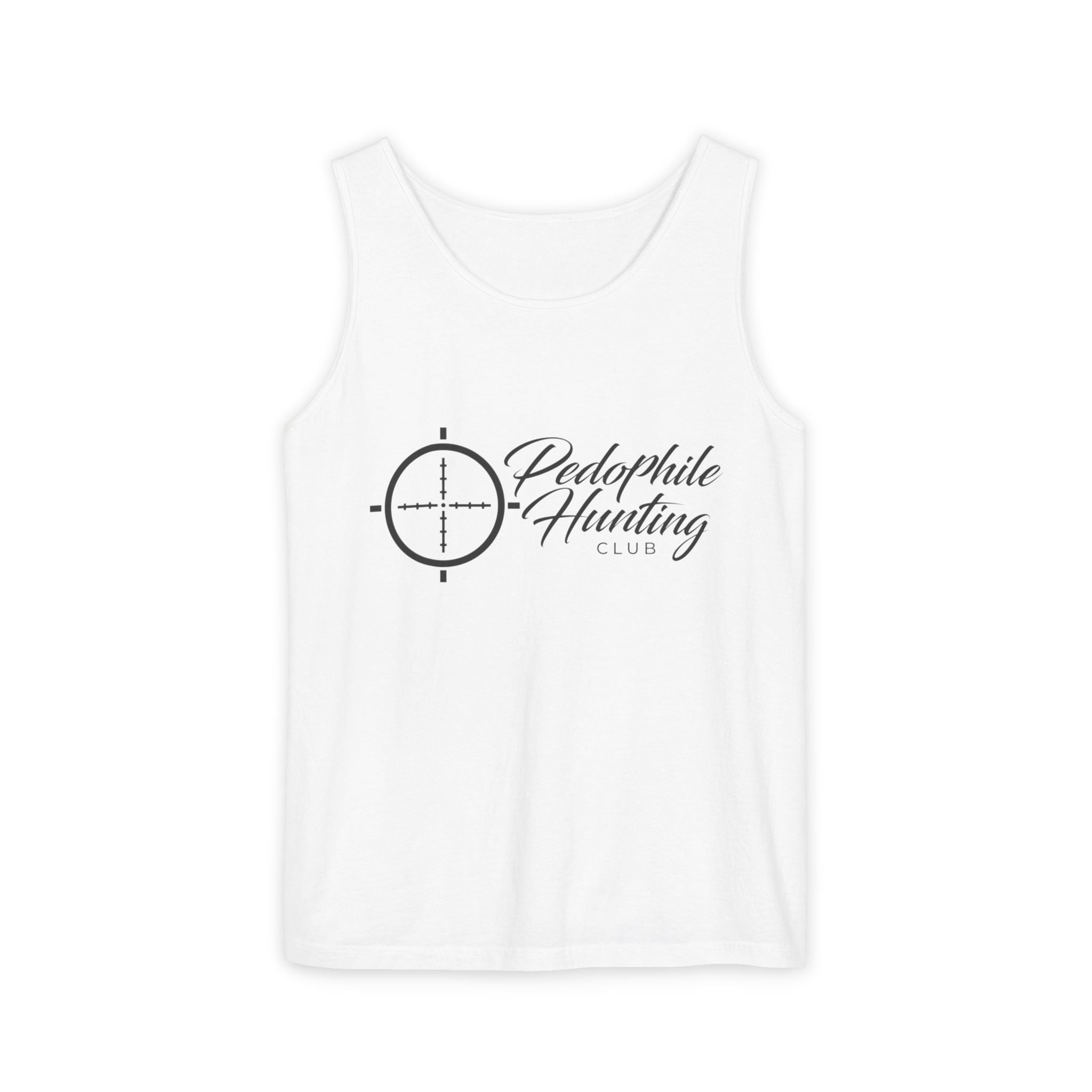 Tank Top — "Pedophile Hunting Club" Target Crosshair Graphic