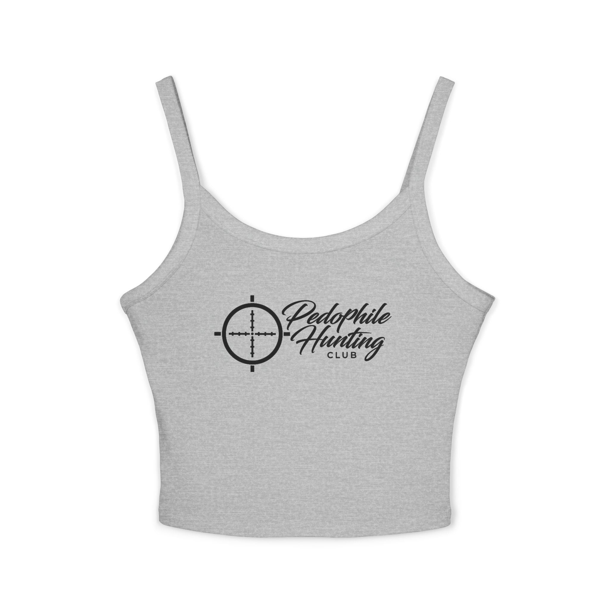 Hunting Club Crop Tank Top – 'Comfortable Hunting Club' Graphic Spaghetti Strap Tank