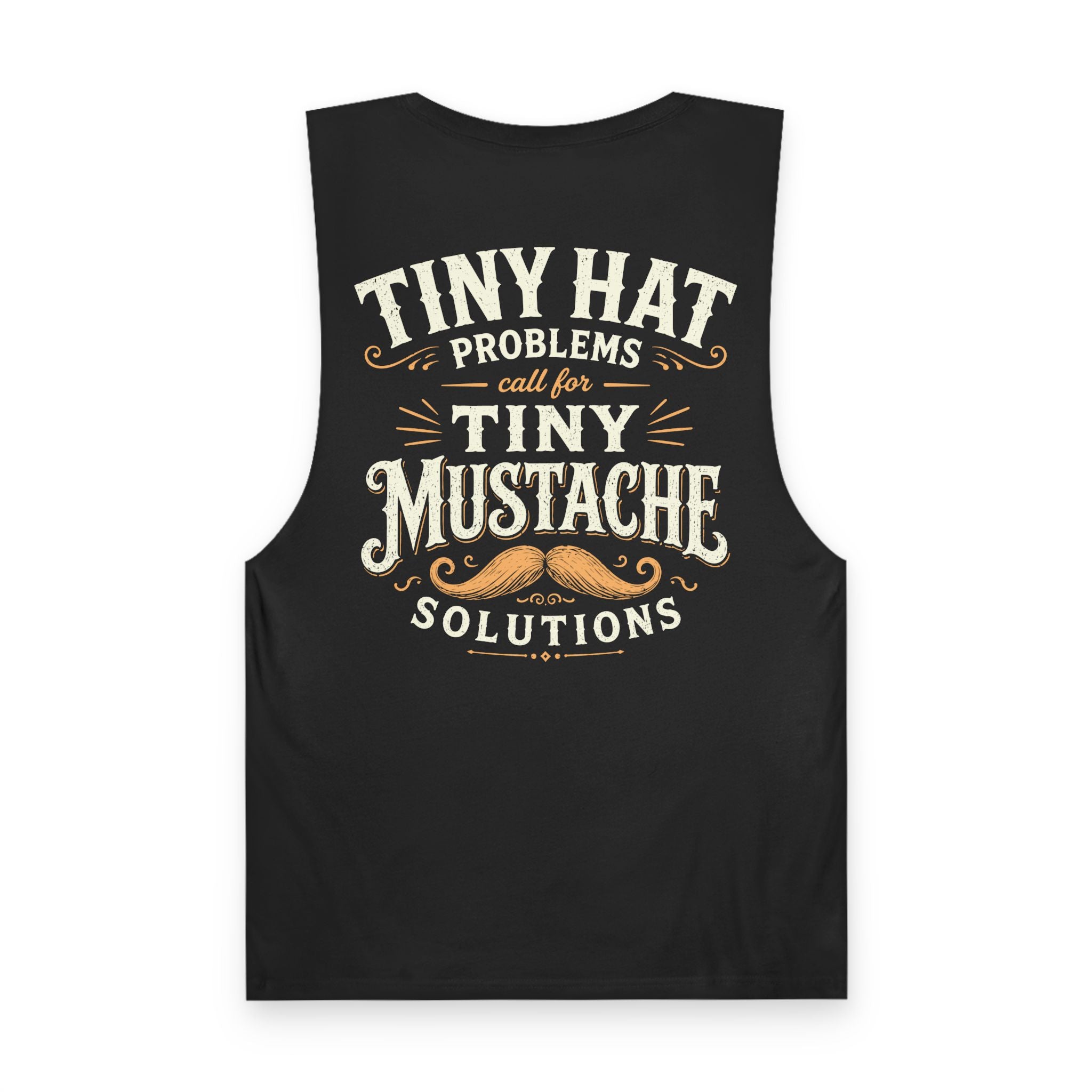 American Flag Muscle Tank — “Tiny Hat Problems Call for Tiny Mustache Solutions” Graphic Tank Top
