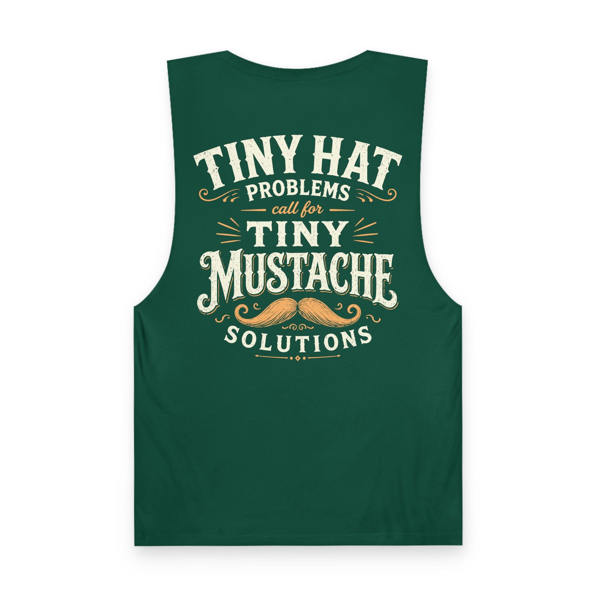American Flag Muscle Tank — “Tiny Hat Problems Call for Tiny Mustache Solutions” Graphic Tank Top