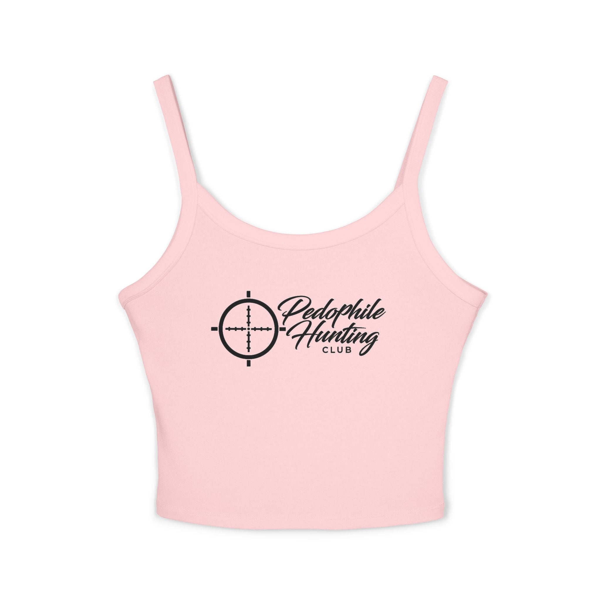 Hunting Club Crop Tank Top – 'Comfortable Hunting Club' Graphic Spaghetti Strap Tank