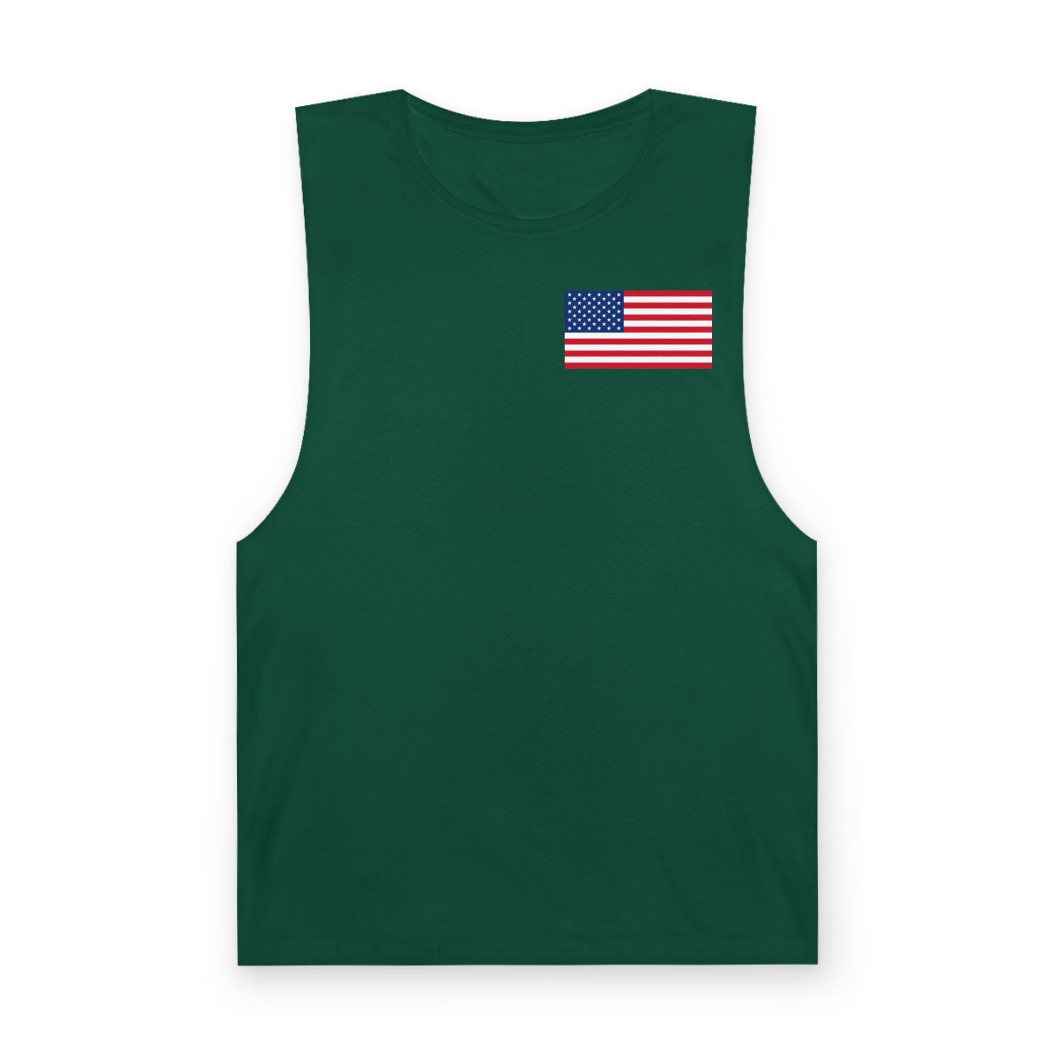 American Flag Muscle Tank — “Tiny Hat Problems Call for Tiny Mustache Solutions” Graphic Tank Top